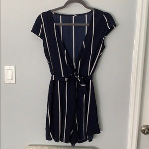 Striped cap sleeve romper